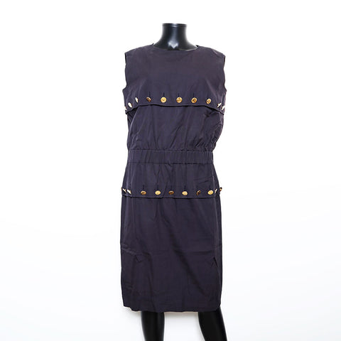 Chanel CHANEL Size 40 Sleeveless Coco Mark Button Dress Black WS9610