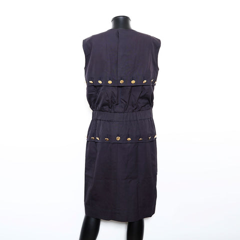 Chanel CHANEL Size 40 Sleeveless Coco Mark Button Dress Black WS9610