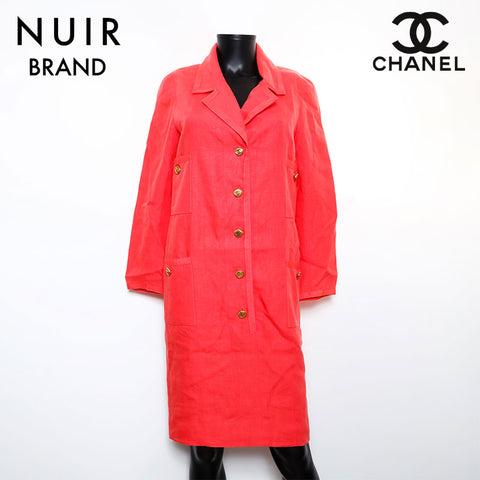 Chanel CHANEL Size34 Coco Mark Button Linen 93C Dress Pink WS9612
