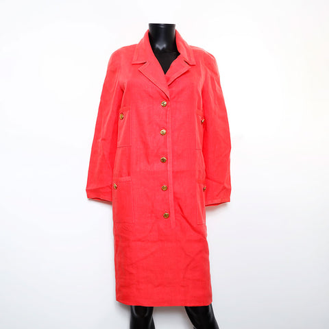 Chanel CHANEL Size34 Coco Mark Button Linen 93C Dress Pink WS9612