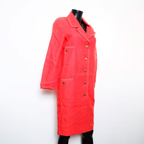 Chanel CHANEL Size34 Coco Mark Button Linen 93C Dress Pink WS9612
