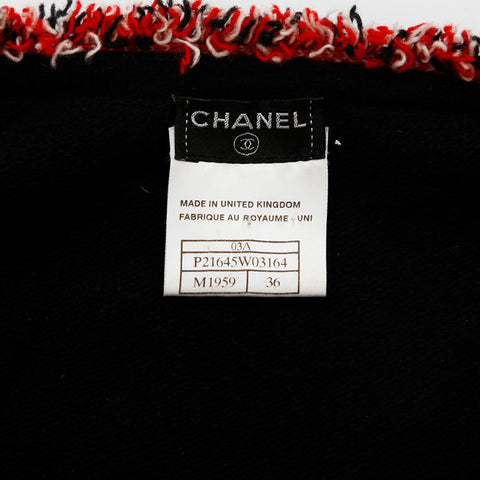 シャネル CHANEL Size36 カシミア 03A ノーカラー ツイード カーディガン ブラック WS9614