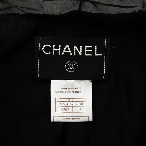 シャネル CHANEL Size34 ツイード フリル 00T ロングコート スカート セットアップ ブラック WS9616