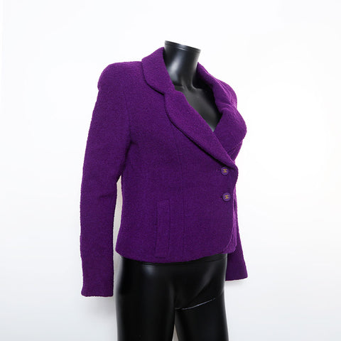 Chanel Size34 Coco Mark Button 94A Jacket Purple WS9618