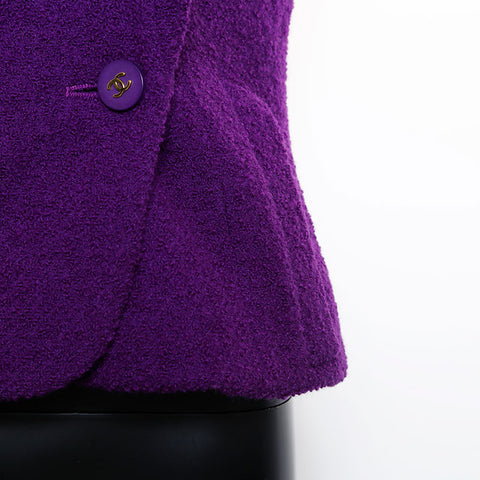 Chanel Size34 Coco Mark Button 94A Jacket Purple WS9618