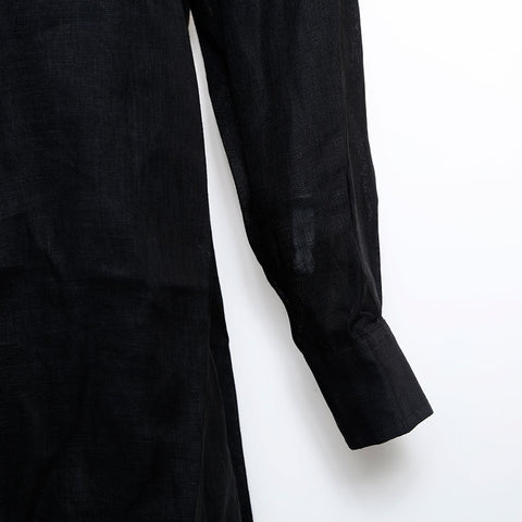 CHANEL Size 40 COCO Mark Button Silver Linen one piece black WS9621