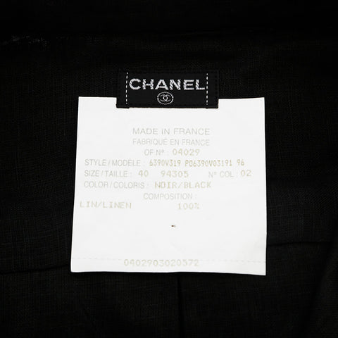 Chanel CHANEL Size 40 Coco Mark Button Silver Linen Dress Black WS9621