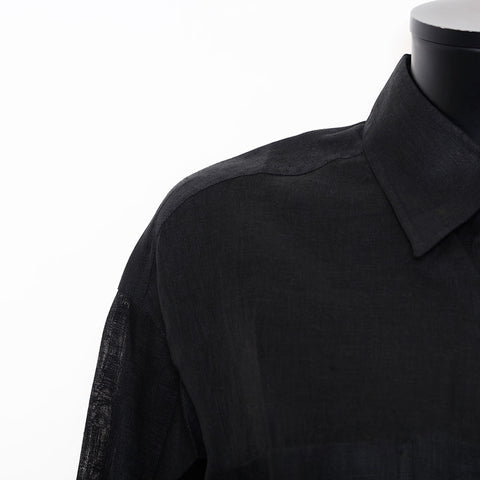 Chanel CHANEL Size 40 Coco Mark Button Silver Linen Dress Black WS9621