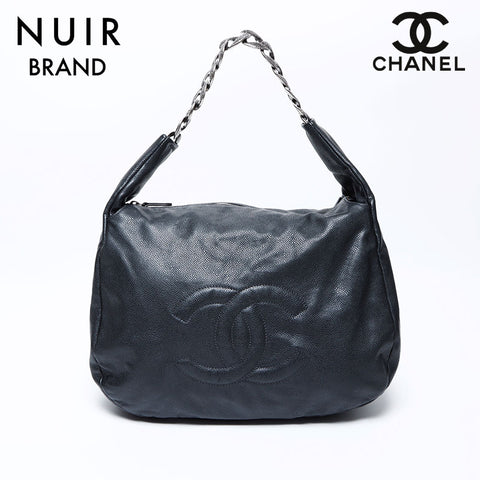 シャネル CHANEL 13番台 ココマークキャビア シルバー金具 チェーン ショルダーバッグ グレー WS9623