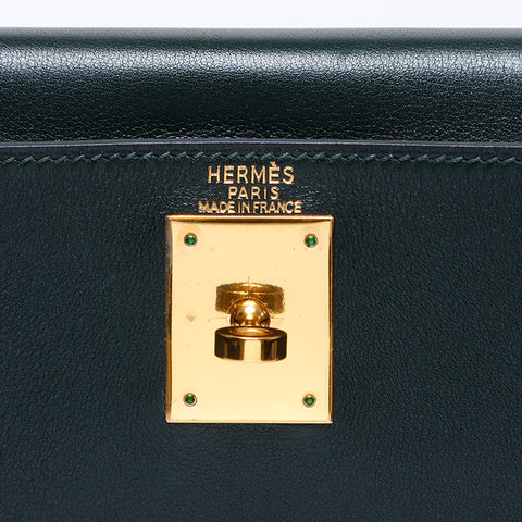 エルメス HERMES ケリー28 ◻︎C刻印 ハンドバッグ グリーン WS9625