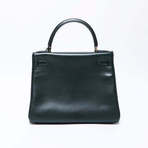 エルメス HERMES ケリー28 ◻︎C刻印 ハンドバッグ グリーン WS9625