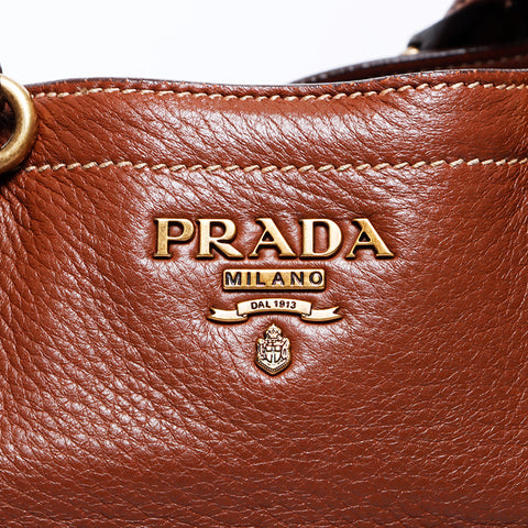 プラダ PRADA ディアスキン 2way レザー ショルダーバッグ ブラウン WS9640