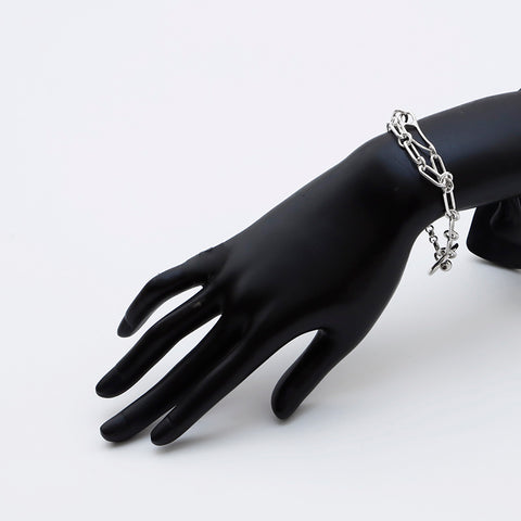 爱马仕爱马仕（Hermes Hermes）连锁扣篮朋克925手镯银WS9643