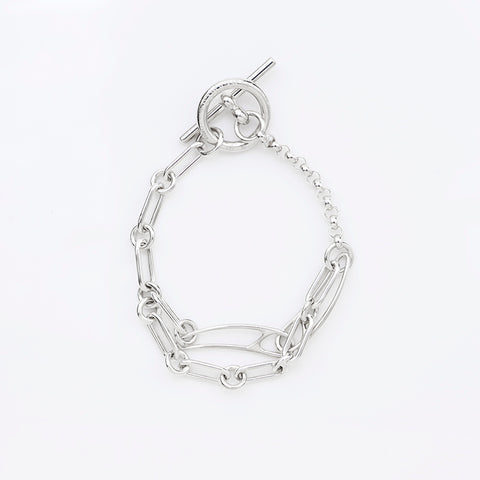 爱马仕爱马仕（Hermes Hermes）连锁扣篮朋克925手镯银WS9643