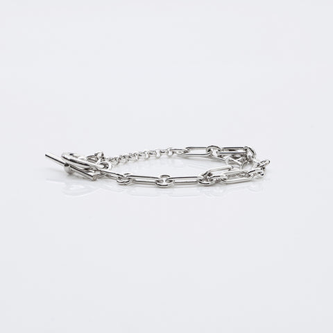 爱马仕爱马仕（Hermes Hermes）连锁扣篮朋克925手镯银WS9643