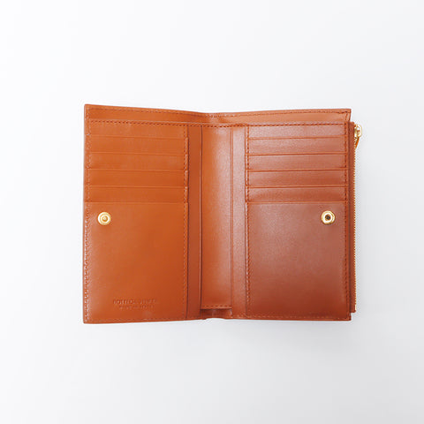 bottegaveneta Intereciato带硬币钱包，棕色钱包，WS9646