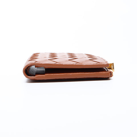 bottegaveneta Intereciato带硬币钱包，棕色钱包，WS9646