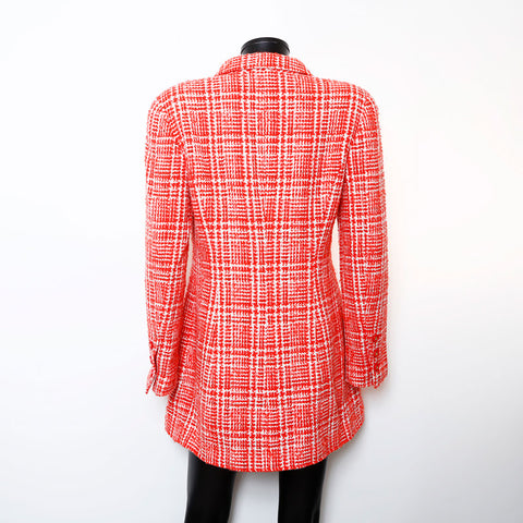 Chanel Size 42 Tweed Coco Mark Button 97P Jacket Red WS9647