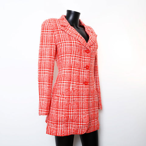 Chanel Size 42 Tweed Coco Mark Button 97P Jacket Red WS9647