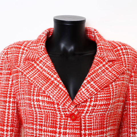 Chanel Size 42 Tweed Coco Mark Button 97P Jacket Red WS9647