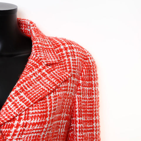 Chanel Size 42 Tweed Coco Mark Button 97P Jacket Red WS9647