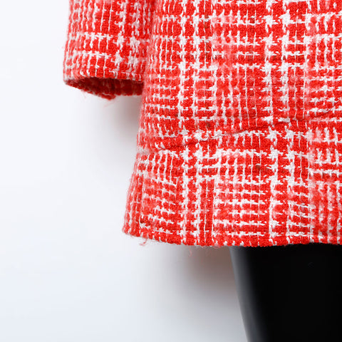 Chanel Size 42 Tweed Coco Mark Button 97P Jacket Red WS9647