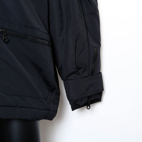 Chanel Size 42 Nylon Silk Fur Blouson Jacket Coat Black WS9650
