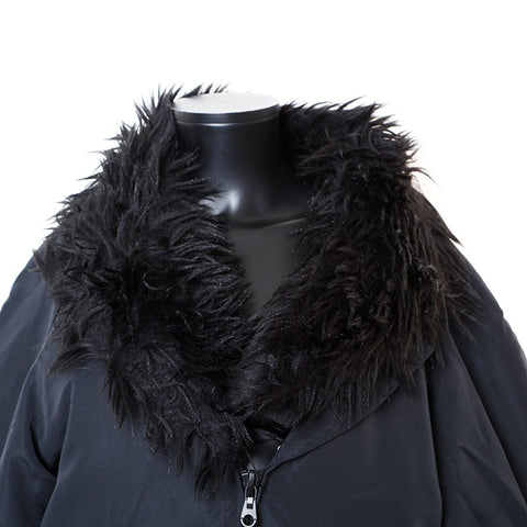 Chanel Size 42 Nylon Silk Fur Blouson Jacket Coat Black WS9650