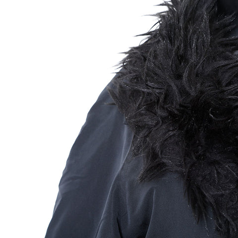 Chanel Size 42 Nylon Silk Fur Blouson Jacket Coat Black WS9650