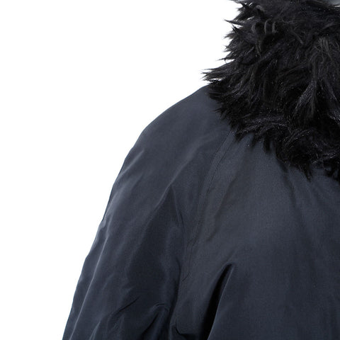 CHANEL Size 38 Nylon silk with fur coat black WS9651
