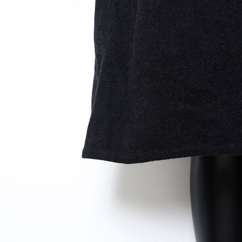 Chanel Size 40 Wool Silk Coco Button Double Coat Black WS9652