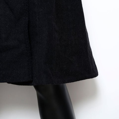 Chanel Size 40 Wool Silk Coco Button Double Coat Black WS9652