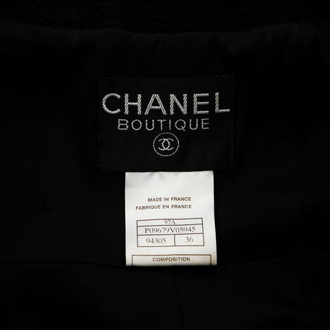 シャネル CHANEL Size36 ウール シルク ココボタン スカート 97A スーツ セットアップ ブラック WS9653