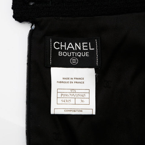 シャネル CHANEL Size36 ウール シルク ココボタン スカート 97A スーツ セットアップ ブラック WS9653