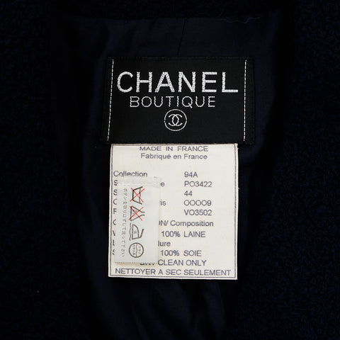 シャネル CHANEL 94A Size44 ツイード ココボタン ココマーク ジャケット ネイビー WS9655