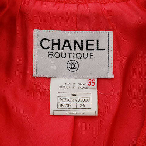 シャネル CHANEL Size36 ウール ココボタン 96P ココマーク スカート スーツ セットアップ ピンク WS9656