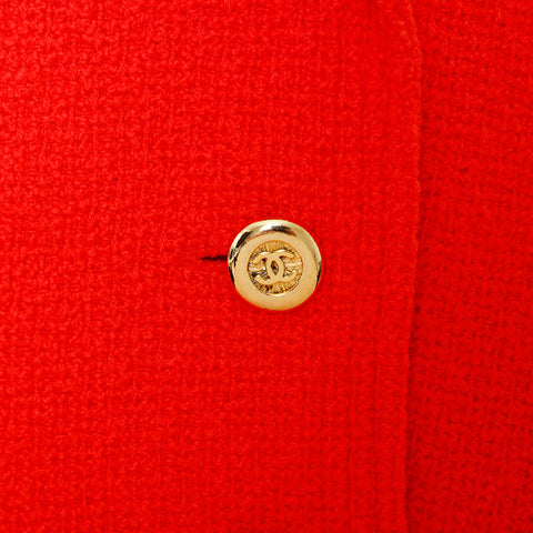 Chanel Wool Coco Button Coco Mark Jacket Red WS9657
