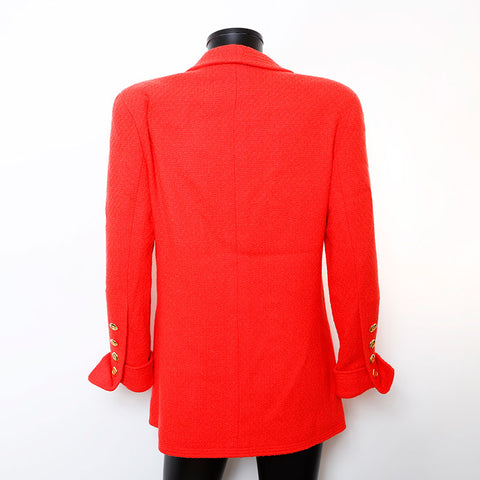 Chanel Wool Coco Button Coco Mark Jacket Red WS9657