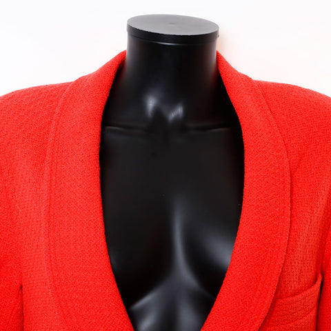 Chanel Wool Coco Button Coco Mark Jacket Red WS9657