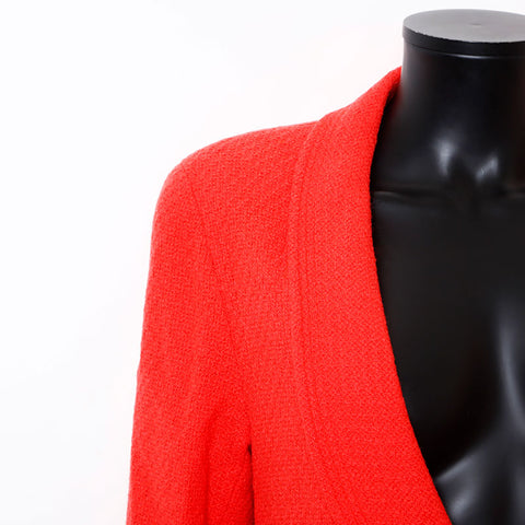 Chanel Wool Coco Button Coco Mark Jacket Red WS9657