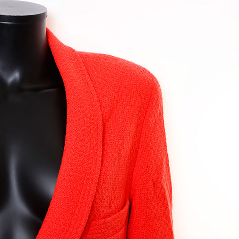 Chanel Wool Coco Button Coco Mark Jacket Red WS9657