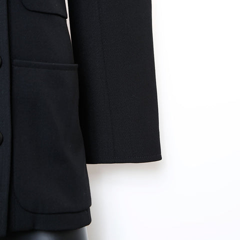 CHANEL Size36 Silk COCO Button Double COCO Mark Jacket black WS9658