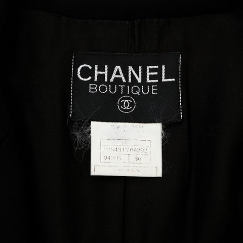 CHANEL Size36 Silk COCO Button Double COCO Mark Jacket black WS9658