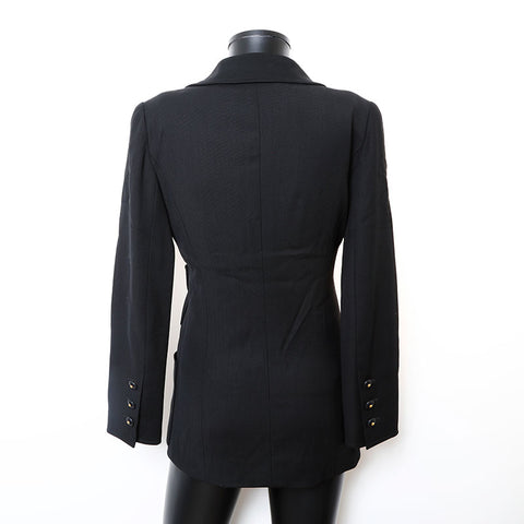 Chanel Size36 Silk Coco Button Double Coco Mark Jacket Black WS9658