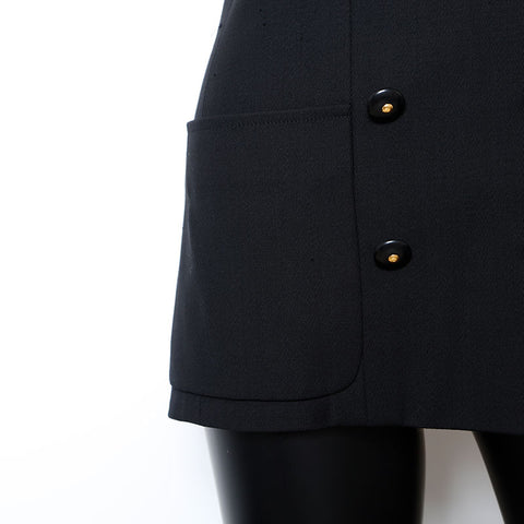 Chanel Size36 Silk Coco Button Double Coco Mark Jacket Black WS9658