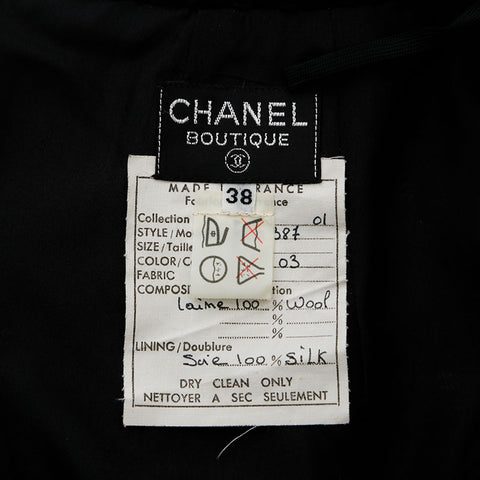 シャネル CHANEL Size38 シルク ココボタン スカート スーツ セットアップ ブラック WS9659