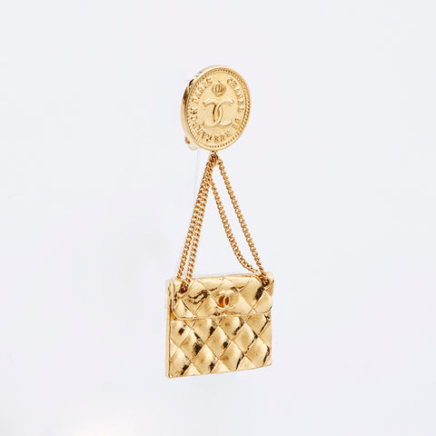 CHANEL 2cc3 Matelasse Bag Coin COCO Mark Earring gold WS9670