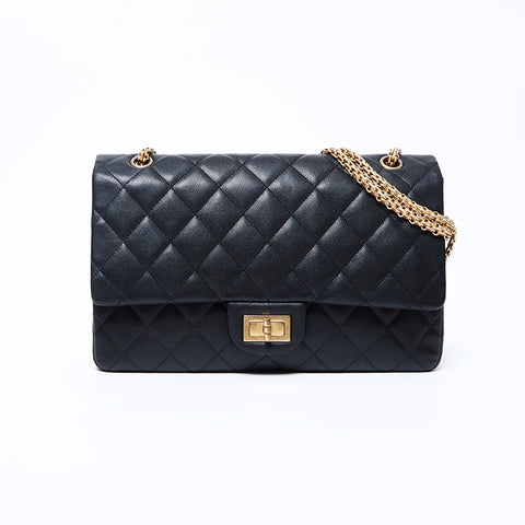 シャネル CHANEL 23番台 キャビアスキン チェーン 2.55 ダブルフラップ マトラッセ30 ショルダーバッグ ブラック WS967 –  NUIR VINTAGE