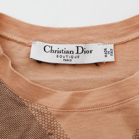 クリスチャンディオール Christian Dior Size:M トロンプルイユ プリント ロゴ 半袖Ｔシャツ ピンク WS9675