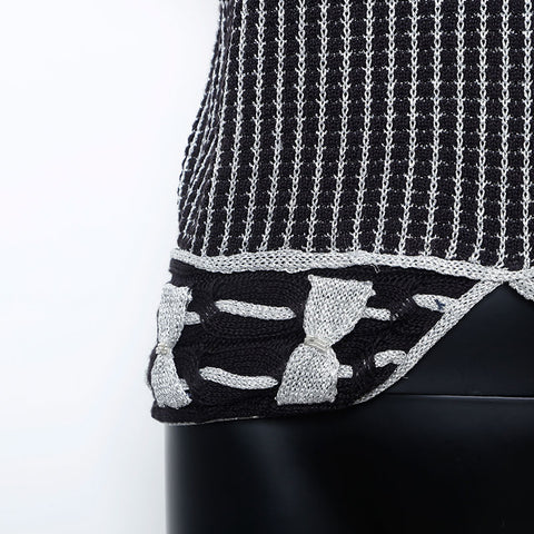 Christian Dior Size: M Linen lame knit Short sleeve T-shirt Silver black WS9676